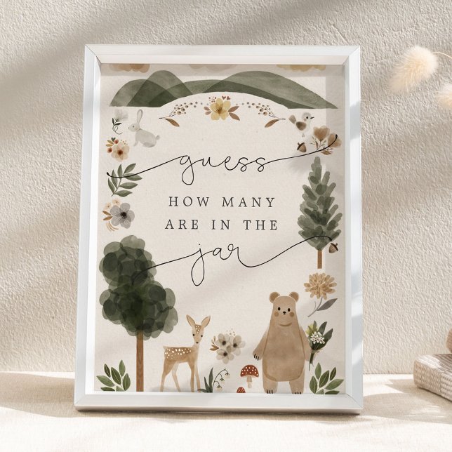 Póster Guess How Many Are in the Jar Boho Woodland Sign (Subido por el creador)