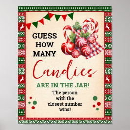 Póster Guess How Many Candies Game Ugly Sweater Sign