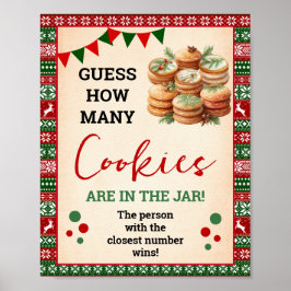Póster Guess How Many Cookies Game Ugly Sweater Sign