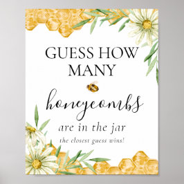 Póster Guess How Many Honeycomb Bee Bridal Shower Game