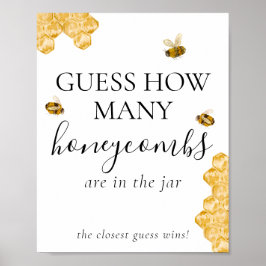 Póster Guess How Many Honeycomb Bee Bridal Shower Game