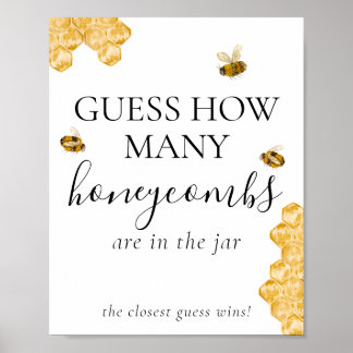Póster Guess How Many Honeycomb Bee Bridal Shower Game 