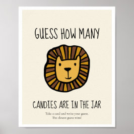 Póster Guess how many Lion Baby shower game