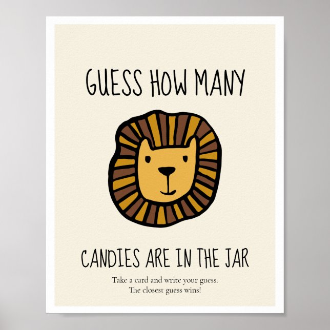 Póster Guess how many Lion Baby shower game (Frente)