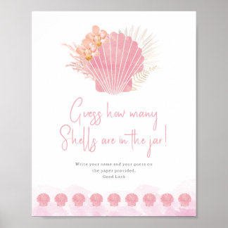 Póster Guess how many shells baby shower game poster