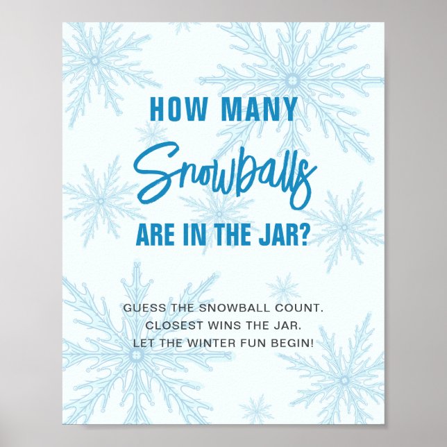 Póster Guess How Many Snowballs Winter Baby Shower (Frente)