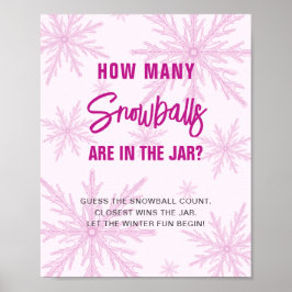 Póster Guess How Many Snowballs Winter Baby Shower