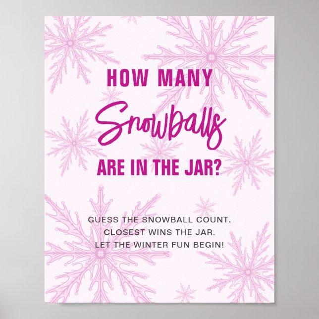 Póster Guess How Many Snowballs Winter Baby Shower (Frente)