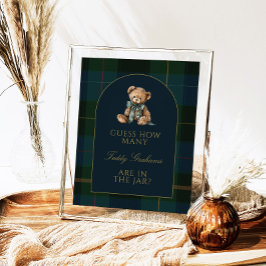 Póster Guess How Many Teddy Bears Baby Shower Game Sign