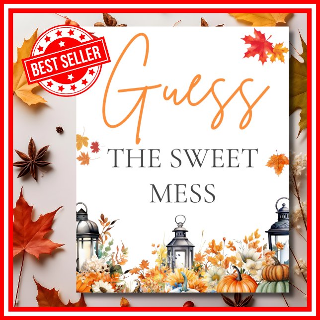 Póster GUESS SWEET MESS Little Bmpkin Baby Shower GAME (GUESS THE SWEET MESS A Little Pumpkin is on the Way Fall Autumn Baby Shower Game)