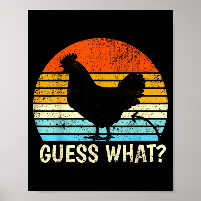 Póster Guess What_ Chicken Butt! Farm Joke Funny Chickens (Frente)