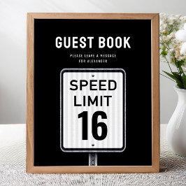 Póster Guest book sign 16th Birthday Speed Limit