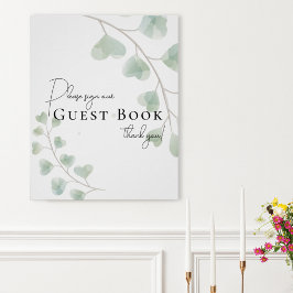 Póster Guest Book Sign with Eucalyptus Leaves