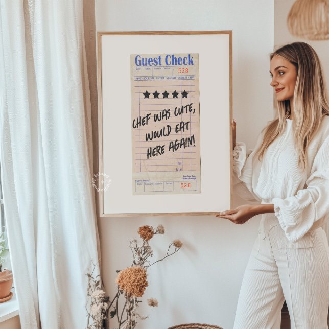 Póster Guest Check Chef Was Cute Personalized  (Guest Check Chef Was Cute Personalized Poster)