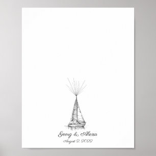 Póster Guestbook de huellas digitales de barcos