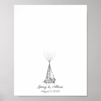 Póster Guestbook de huellas digitales de barcos