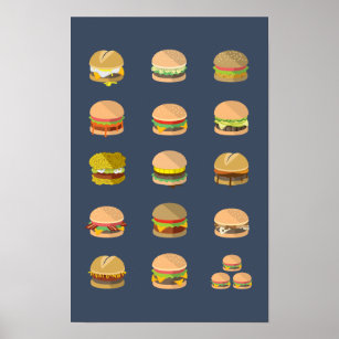 Póster Guía de campo para hamburguesas - Poster 11" x 17"