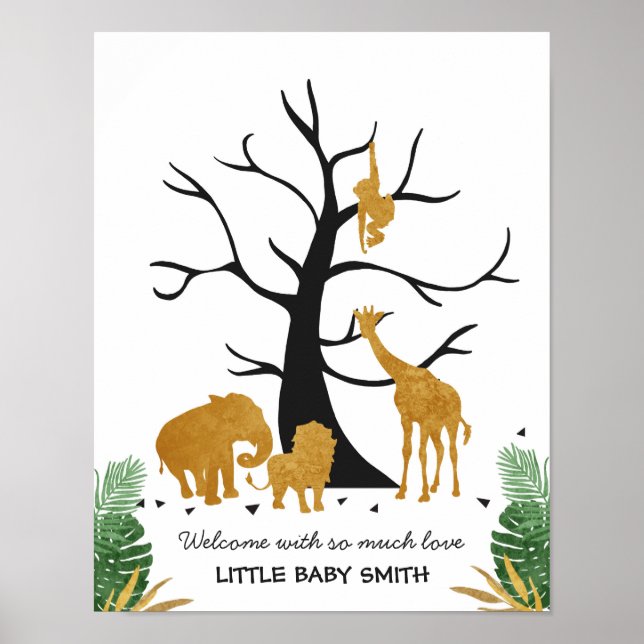 Póster Guía de huellas digitales Tree Safari Animals Jung (Frente)