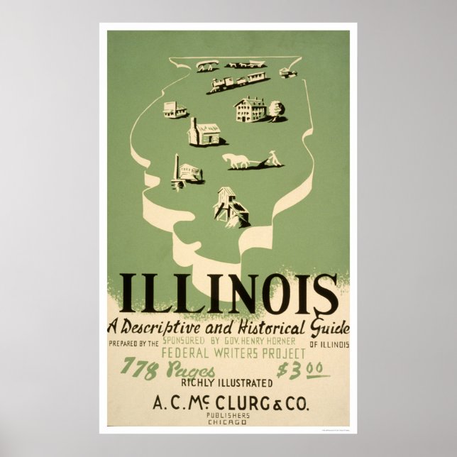 Póster Guía De Illinois 1940 WPA (Frente)