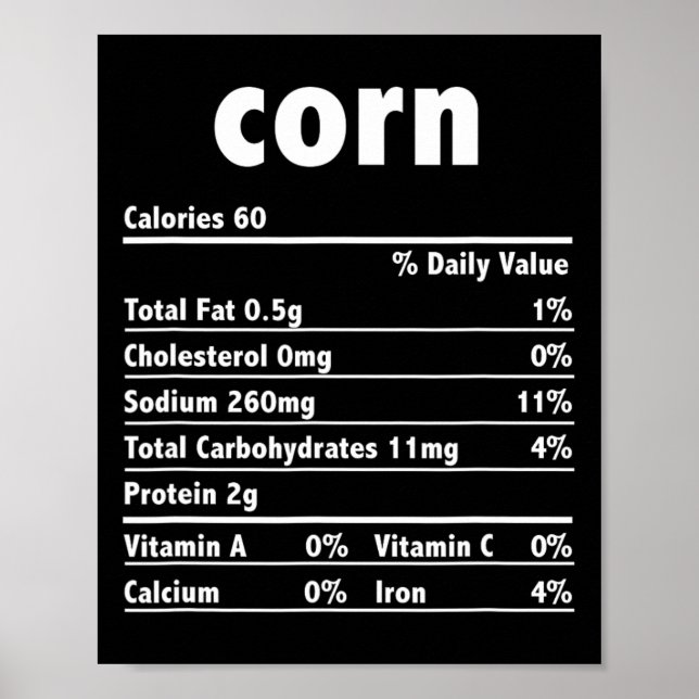 Póster Guía de nutrición saludable de maíz para la fiesta (Frente)