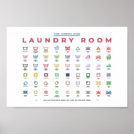 Póster Guía de Símbolos de Lavandería Colorida Horizontal