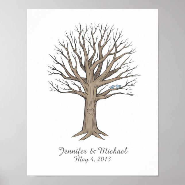 Póster Guía del árbol del Boda de huellas digitales de hu (Frente)