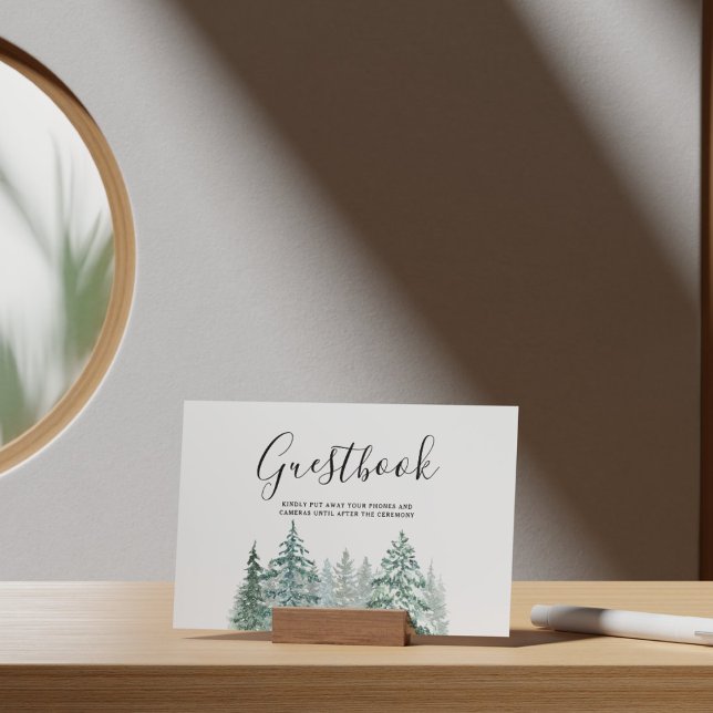 Póster Guía del Boda Botánico de Pine Trees Lantern (Winter Rustic Pine Trees Lantern Botanical Wedding Party Supplies)