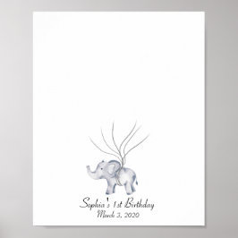 Póster Guía para la huella digital del elefante bebé
