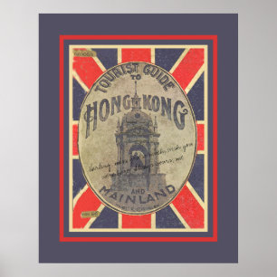 Póster Guía turística de Hong Kong con Union Jack