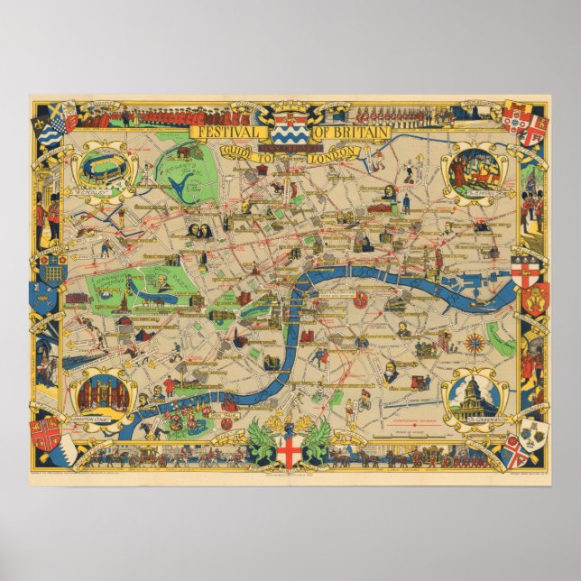 Póster Guía Vintage De Londres (Frente)
