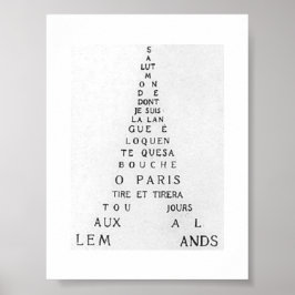 Póster Guillaume Apollinaire, Eiffel Calligramme