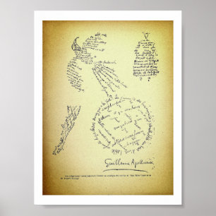 Póster Guillaume Apollinaire, Poème Calligramme (1920)