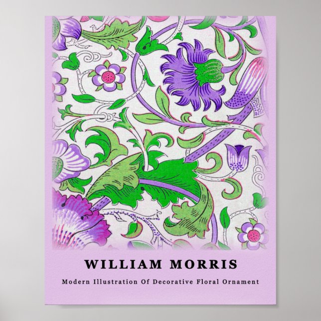 Póster Guillermo Morris Morple Green Floral Leaves (Frente)