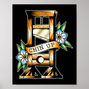 Póster Guillotine Tradicional Tattoo Gracioso Chin Up Sar