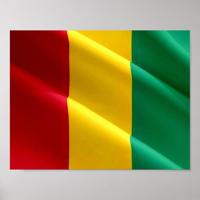 Póster Guinea - Bandera ondeando - (Frente)