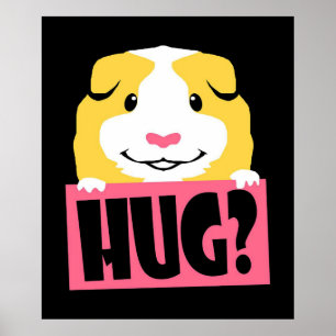 Póster Guinea Pig Hug Cavy   Gracioso cerdo guineano   Ma