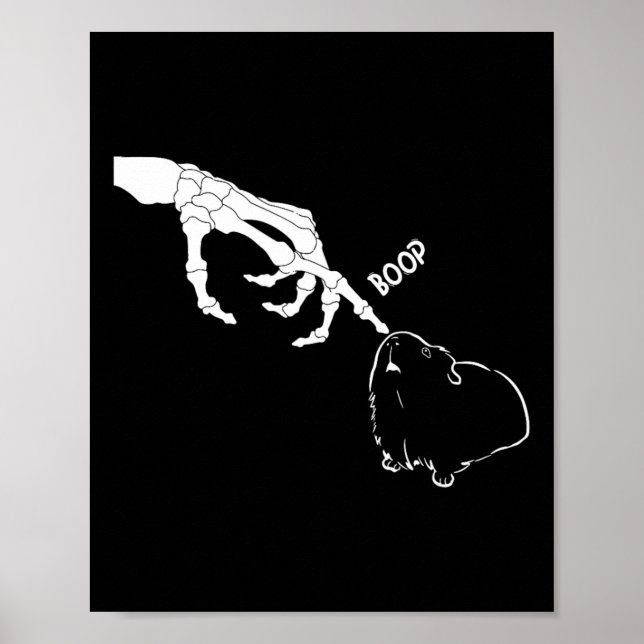 Póster Guinea Pig Scary Skeleton Hand Boop Funny Spooky H (Frente)