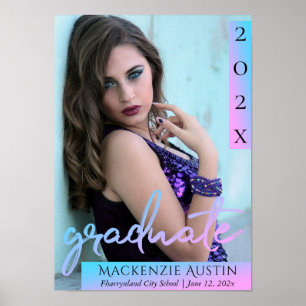 Póster Guión azul para graduación Guay Brush Photo Keep