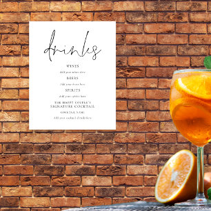 Póster Guión Boda blanco negro bebe Rótulo de barra