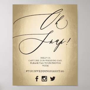 Póster Guión caligráfico Oro Oh Rótulo Boda Snap