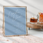 Póster Guión caprichoso Dusty Blue Signature Bebe Rótulo<br><div class="desc">Presentamos nuestro impresionante guión de escritura polvorienta marca de las bebidas azules firma perfecta para su sencilla y moderna celebración de la primavera del boho. Nuestro elegante diseño incluye una vibrante paleta de colores pastel y luminosa con un guión de caligrafía de moda vintage. Ya sea que prefiera un estilo...</div>