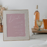 Póster Guión caprichoso | Menú de bebidas Rosas turbias<br><div class="desc">Presentamos nuestro impresionante guión caprichoso | rosa polvoriento boda de bebidas poster de menú perfecto para su sencilla celebración moderna de primavera boho. Nuestro elegante diseño incluye una vibrante paleta de colores pastel y luminosa con un guión de caligrafía de moda vintage. Ya sea que prefiera un estilo minimalista o...</div>