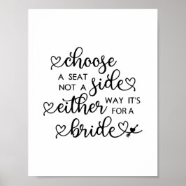 Póster Guión Corazón Cuto Elija Un Asiento Boda Lesbiana 