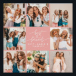 Póster Guión corazón rosa moderno fotos de los mejores am<br><div class="desc">Corazón de guiones lindo moderno multi fotos mejores amigos simple minimalista decoración elegante hogar giratorio regalo de poster rosa y blanco.</div>