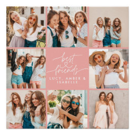 Póster Guión corazón rosa moderno fotos de los mejores am
