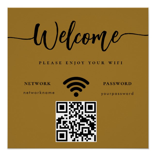 Póster Guión de bienvenida empresarial Código QR WIFI Gol (Anverso)