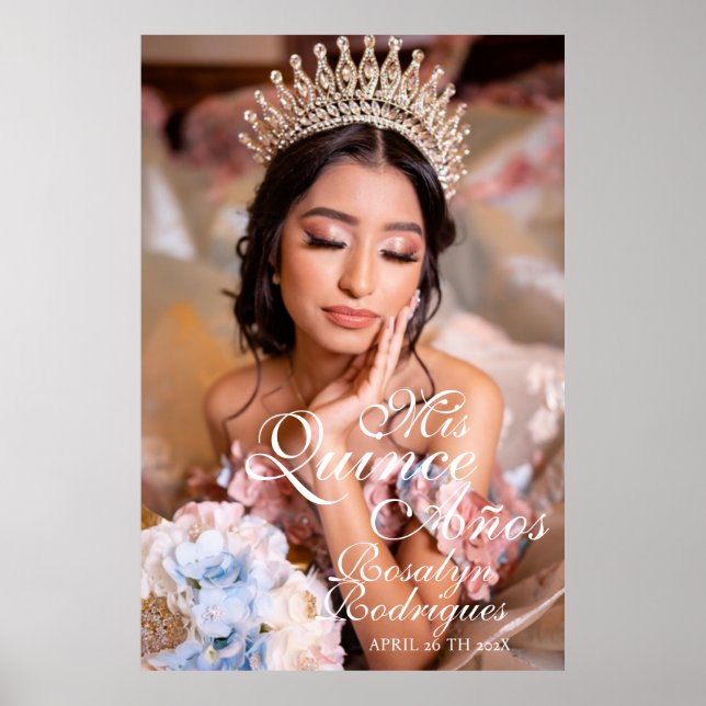 Póster Guión de bienvenida Quinceanera Foto del 15º cumpl (Frente)