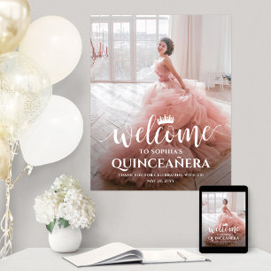 Póster Guión de bienvenida y foto de Quinceañera
