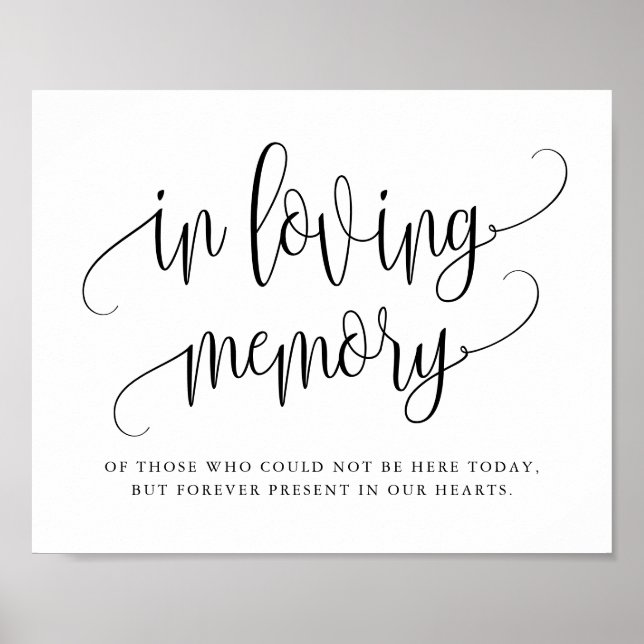 Póster Guión de caligrafía de Bonito negra en memoria amo (Frente)