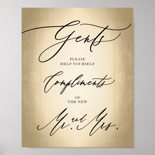Póster Guión de caligrafía elegante Gents Cigar Bar Rótul (Frente)